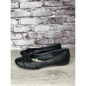 Born Lilly Black Leather Slip On Bow Ballet Flats Shoes Women’s Sz 8M US/39EU